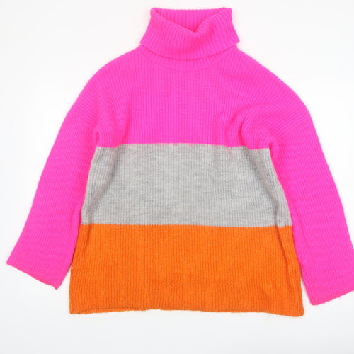 JQ by Jenerique Women's Multicoloured Roll Neck Chunky-Knit Jumper One Size