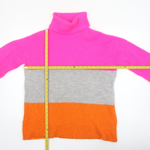 JQ by Jenerique Women's Multicoloured Roll Neck Chunky-Knit Jumper One Size