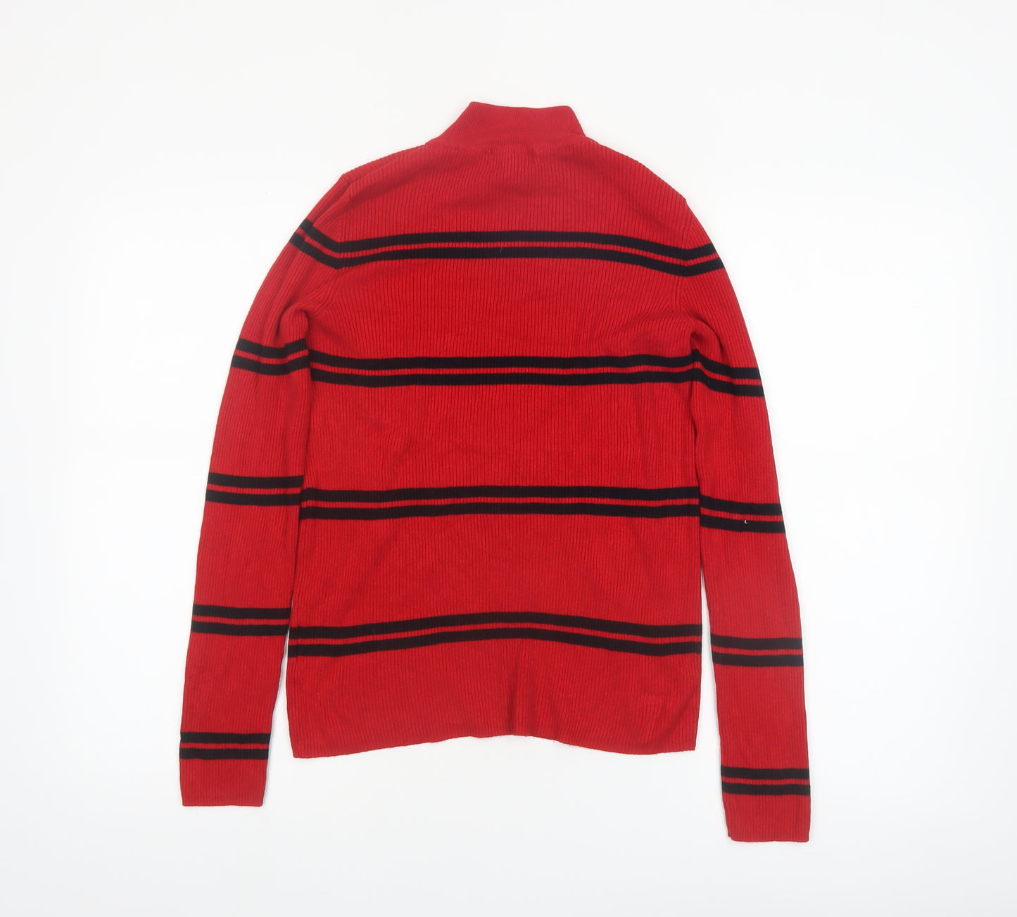 Red Herring Women's Red Black Striped Mock Neck Jumper Size 14