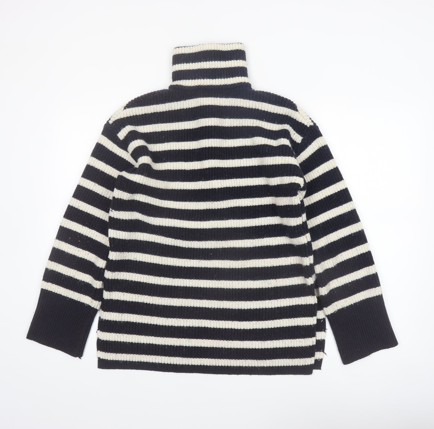 Monki Women’s Black & White Striped 1/2 Zip High Neck Jumper XXS