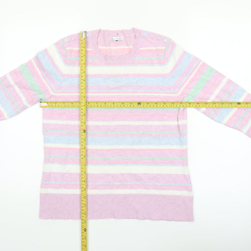 Berkertex Women’s Multicoloured Stripe Crew Neck 3/4 Sleeve Jumper Size 16