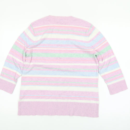 Berkertex Women’s Multicoloured Stripe Crew Neck 3/4 Sleeve Jumper Size 16