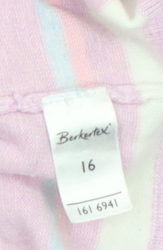 Berkertex Women’s Multicoloured Stripe Crew Neck 3/4 Sleeve Jumper Size 16