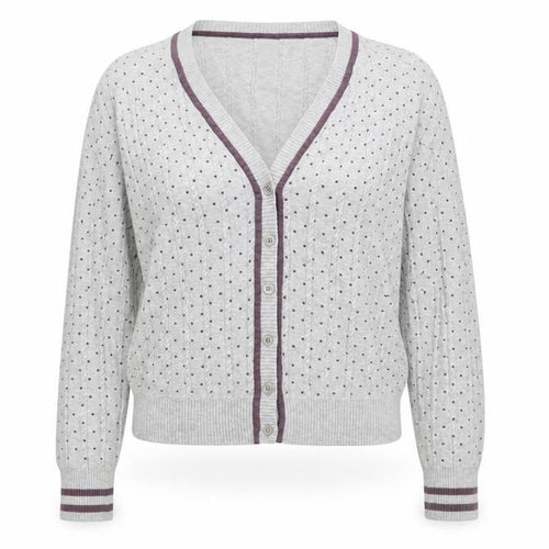 Angel Women’s Grey Polka Dot V-Neck Button Cardigan Size L