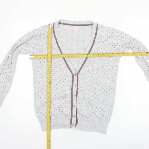 Angel Women’s Grey Polka Dot V-Neck Button Cardigan Size L