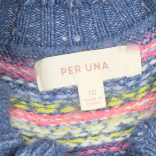 Marks and Spencer Per Una Women Blue Fair Isle Jumper Size 10