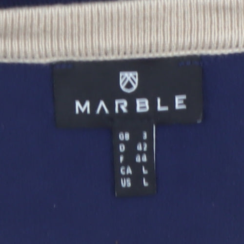 Marble Women’s Blue Striped Lightweight Knit 3/4 Sleeve Pullover Jumper Size 14
