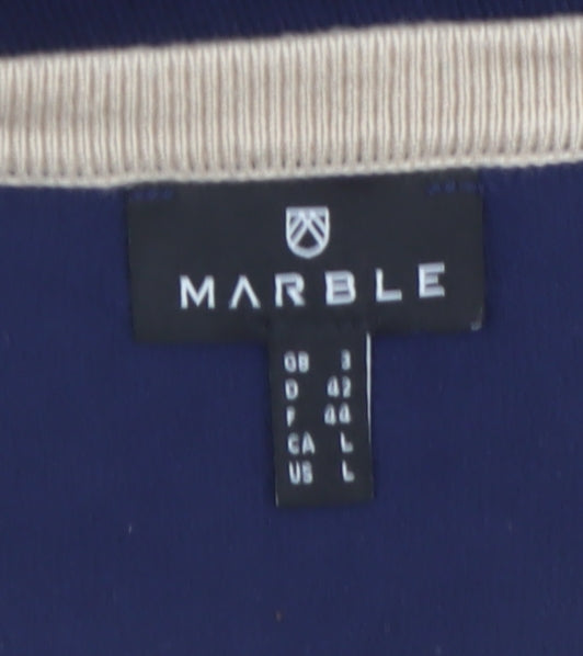 Marble Women’s Blue Striped Lightweight Knit 3/4 Sleeve Pullover Jumper Size 14
