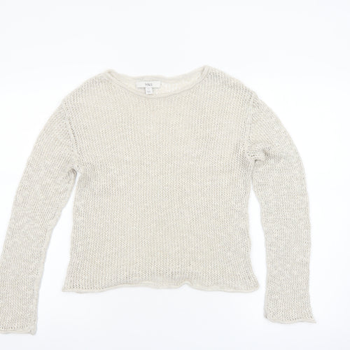 Marks and Spencer Women Beige Long Sleeve Knit Jumper XS