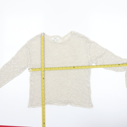 Marks and Spencer Women Beige Long Sleeve Knit Jumper XS