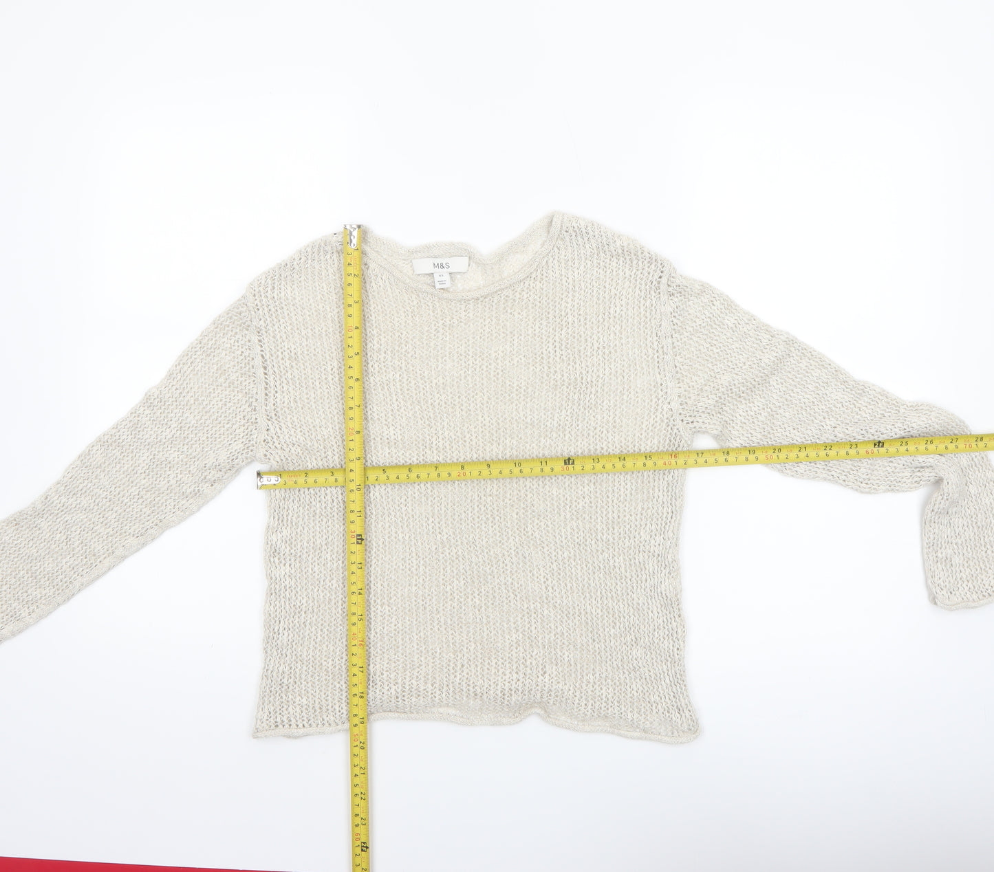 Marks and Spencer Women Beige Long Sleeve Knit Jumper XS