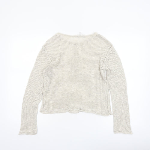 Marks and Spencer Women Beige Long Sleeve Knit Jumper XS