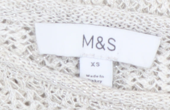 Marks and Spencer Women Beige Long Sleeve Knit Jumper XS