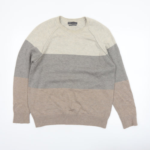 Marks and Spencer Mens Multicoloured Wool Alpaca Crew Neck Jumper Size M