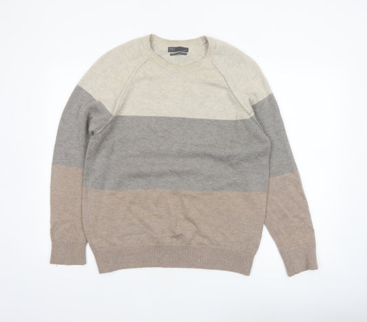 Marks and Spencer Mens Multicoloured Wool Alpaca Crew Neck Jumper Size M
