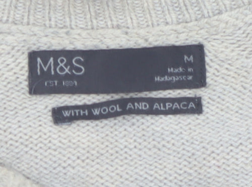 Marks and Spencer Mens Multicoloured Wool Alpaca Crew Neck Jumper Size M