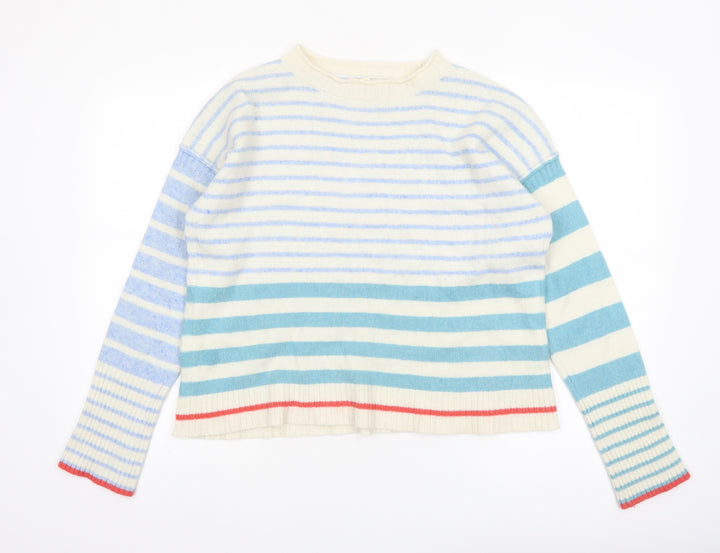 White Stuff Women's Multicoloured Striped Wool Blend Jumper UK 14