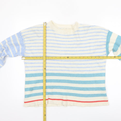 White Stuff Women's Multicoloured Striped Wool Blend Jumper UK 14