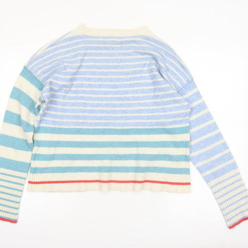 White Stuff Women's Multicoloured Striped Wool Blend Jumper UK 14
