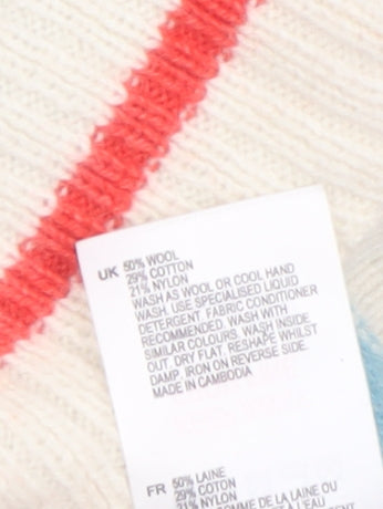 White Stuff Women's Multicoloured Striped Wool Blend Jumper UK 14