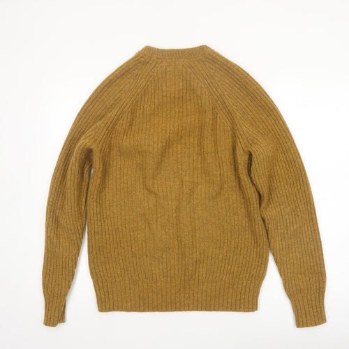 Aubin Men’s Brown Wool Blend Ribbed Crew Neck Jumper Size S