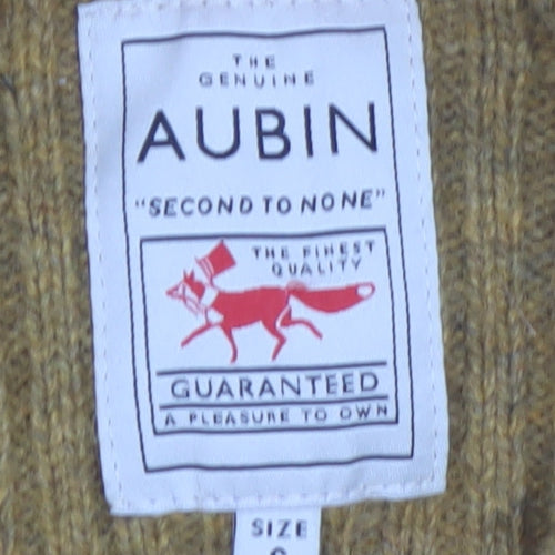 Aubin Men’s Brown Wool Blend Ribbed Crew Neck Jumper Size S
