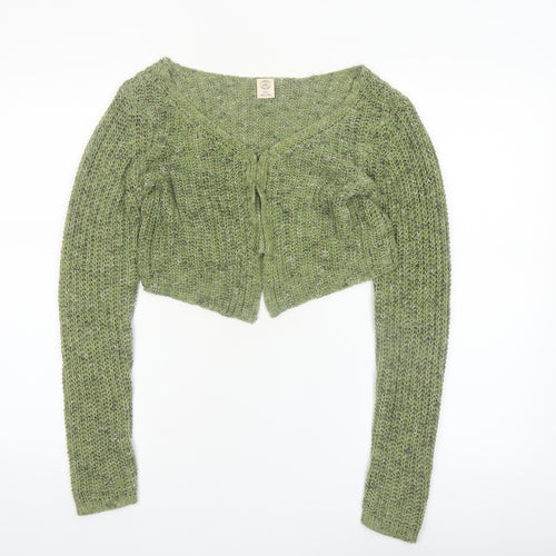 Urban Outfitters Women Green Open-Knit V-Neck Cardigan M
