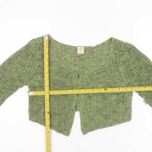 Urban Outfitters Women Green Open-Knit V-Neck Cardigan M