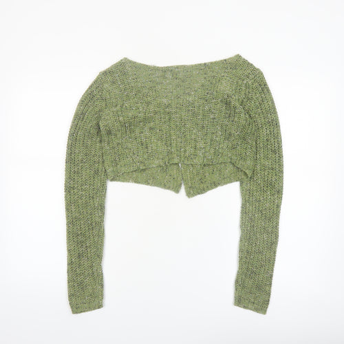 Urban Outfitters Women Green Open-Knit V-Neck Cardigan M