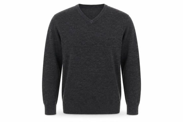 Atlantic Bay Men's Grey V-Neck Acrylic Jumper Size L