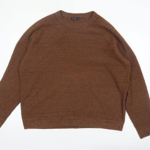F&F Men's Brown 2XL Crew Neck Knit Cotton Acrylic Jumper