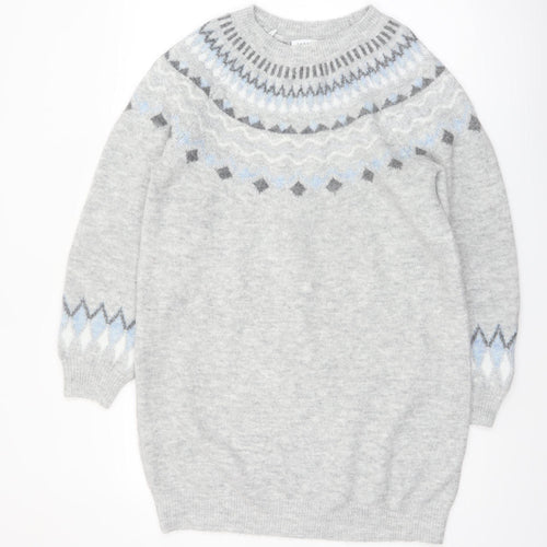 Papaya Women’s Grey Fair Isle Knit Pullover Jumper Size M