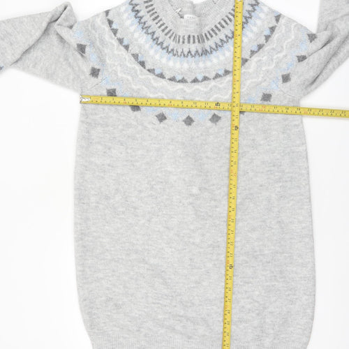 Papaya Women’s Grey Fair Isle Knit Pullover Jumper Size M