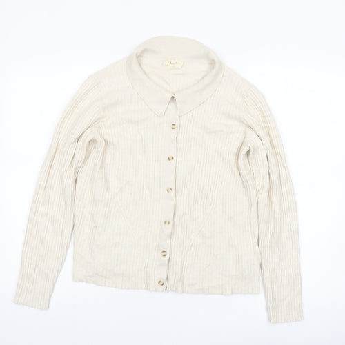 Hush Womens Beige Collared Button Knit Cardigan XL