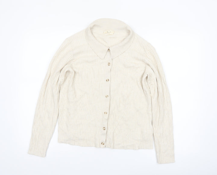 Hush Womens Beige Collared Button Knit Cardigan XL