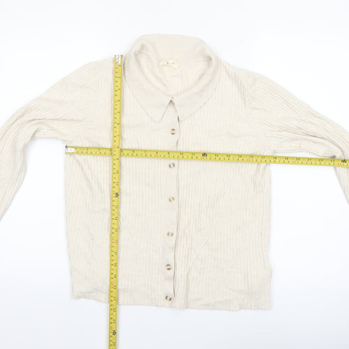 Hush Womens Beige Collared Button Knit Cardigan XL