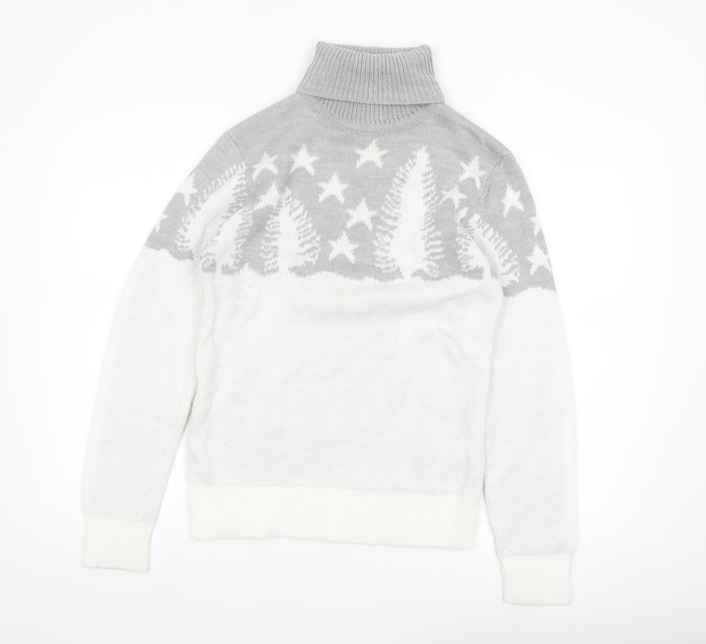 boohooMAN Men’s Grey Roll Neck Christmas Jumper Size S