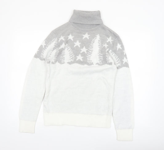 boohooMAN Men’s Grey Roll Neck Christmas Jumper Size S