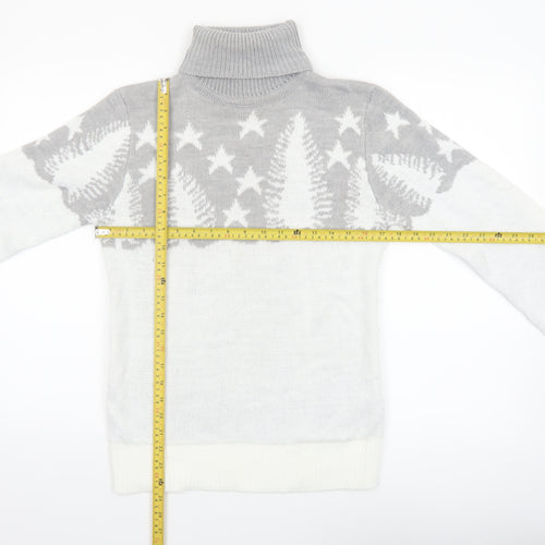 boohooMAN Men’s Grey Roll Neck Christmas Jumper Size S
