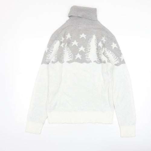 boohooMAN Men’s Grey Roll Neck Christmas Jumper Size S