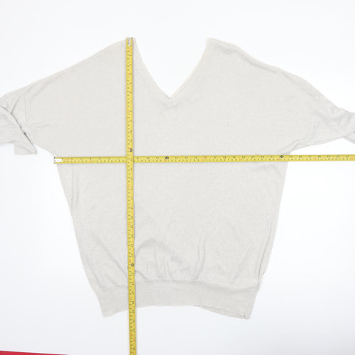 Next Women’s Silver V-Neck Relaxed Fit Jumper Size 20