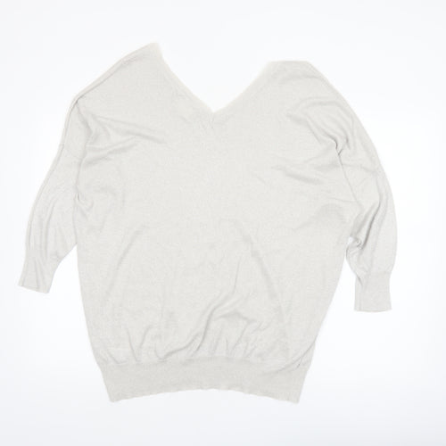 Next Women’s Silver V-Neck Relaxed Fit Jumper Size 20