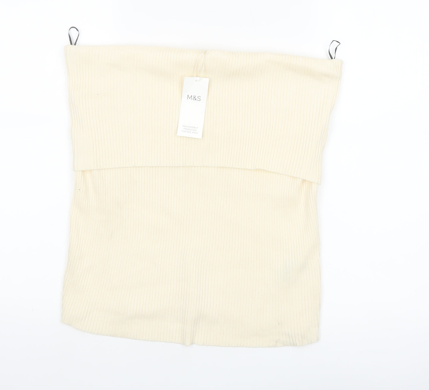 Marks and Spencer Women’s Ivory Ribbed Strapless Knit Tank Top Size 22