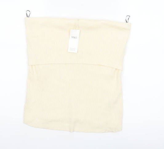 Marks and Spencer Women’s Ivory Ribbed Strapless Knit Tank Top Size 22
