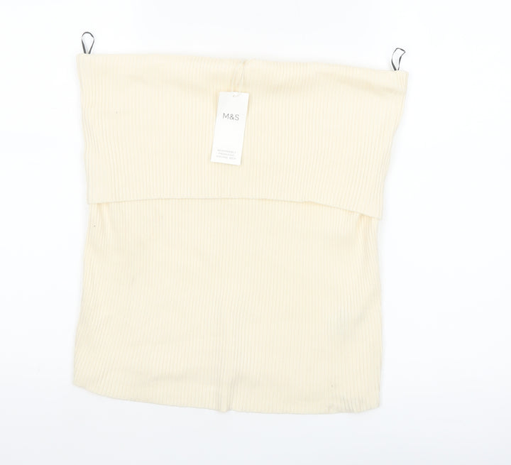 Marks and Spencer Women’s Ivory Ribbed Strapless Knit Tank Top Size 22