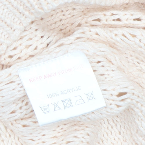 Lottie Loves Womens Beige Open-Knit Short Sleeve Jumper Size 16