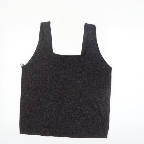 Tu Women’s Black Glittery Camisole Tank Top Size 24 Plus Stretch Knit