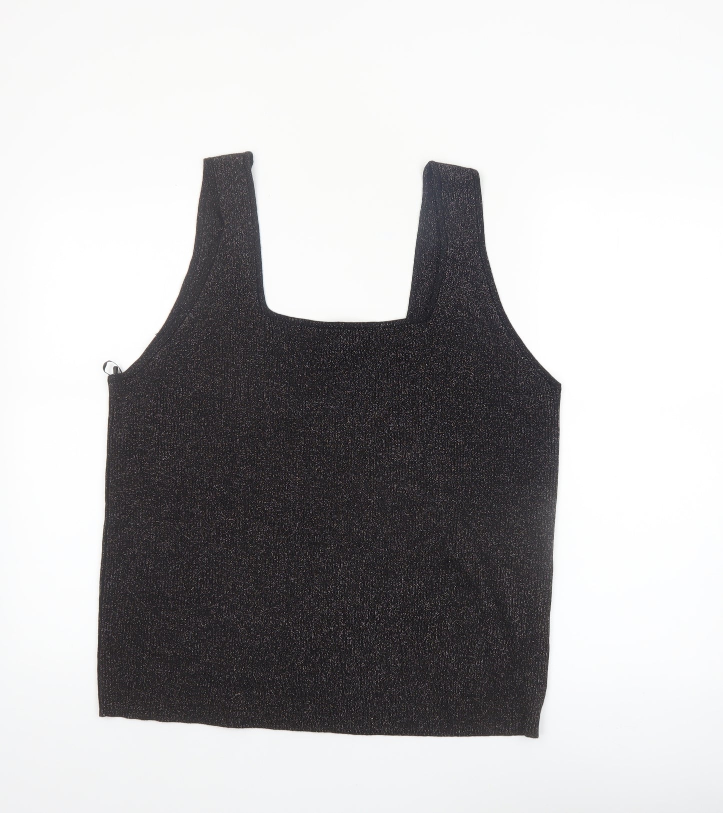 Tu Women’s Black Glittery Camisole Tank Top Size 24 Plus Stretch Knit