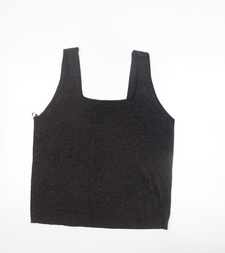 Tu Women’s Black Glittery Camisole Tank Top Size 24 Plus Stretch Knit