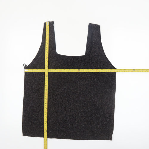 Tu Women’s Black Glittery Camisole Tank Top Size 24 Plus Stretch Knit